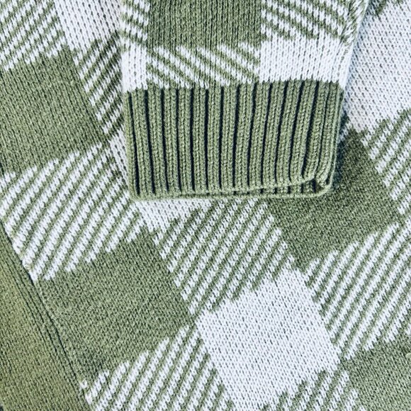 Soho Apparel Green Check Plaid Cardigan Sweater 3XL Open Front - Picture 6 of 7